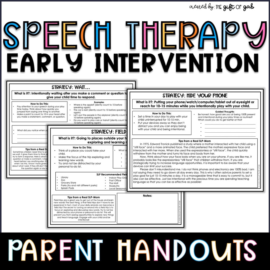 Early Intervention Speech Therapy Parent Handouts