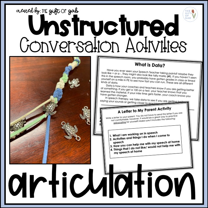 Activities for unstructured conversation in articulation speech therapy