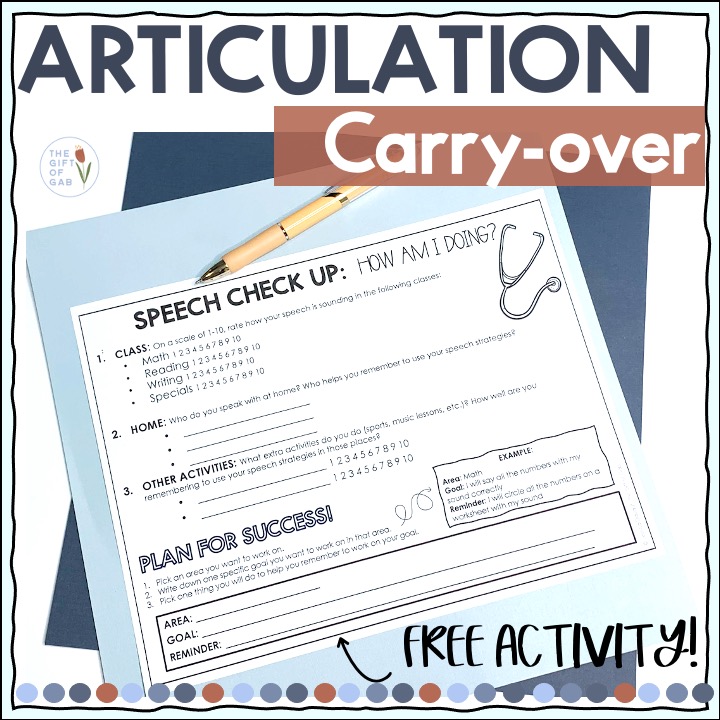 free articulation carryover activity