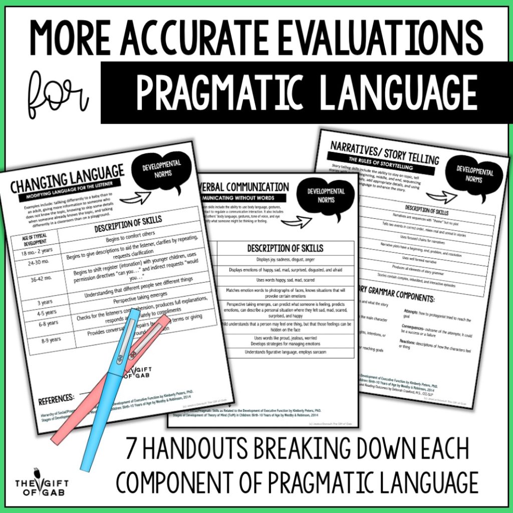 pragmatic language evaluation handouts