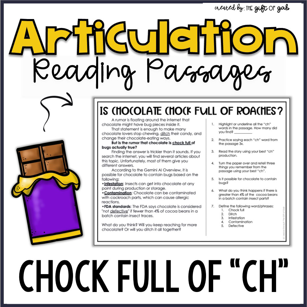 ch reading passages for articulation speech therapy