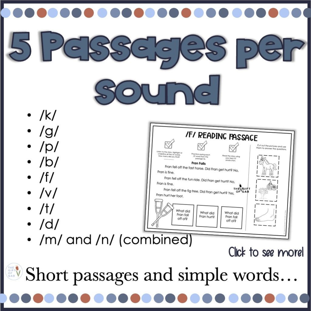 articulation reading passages for speech therapy
