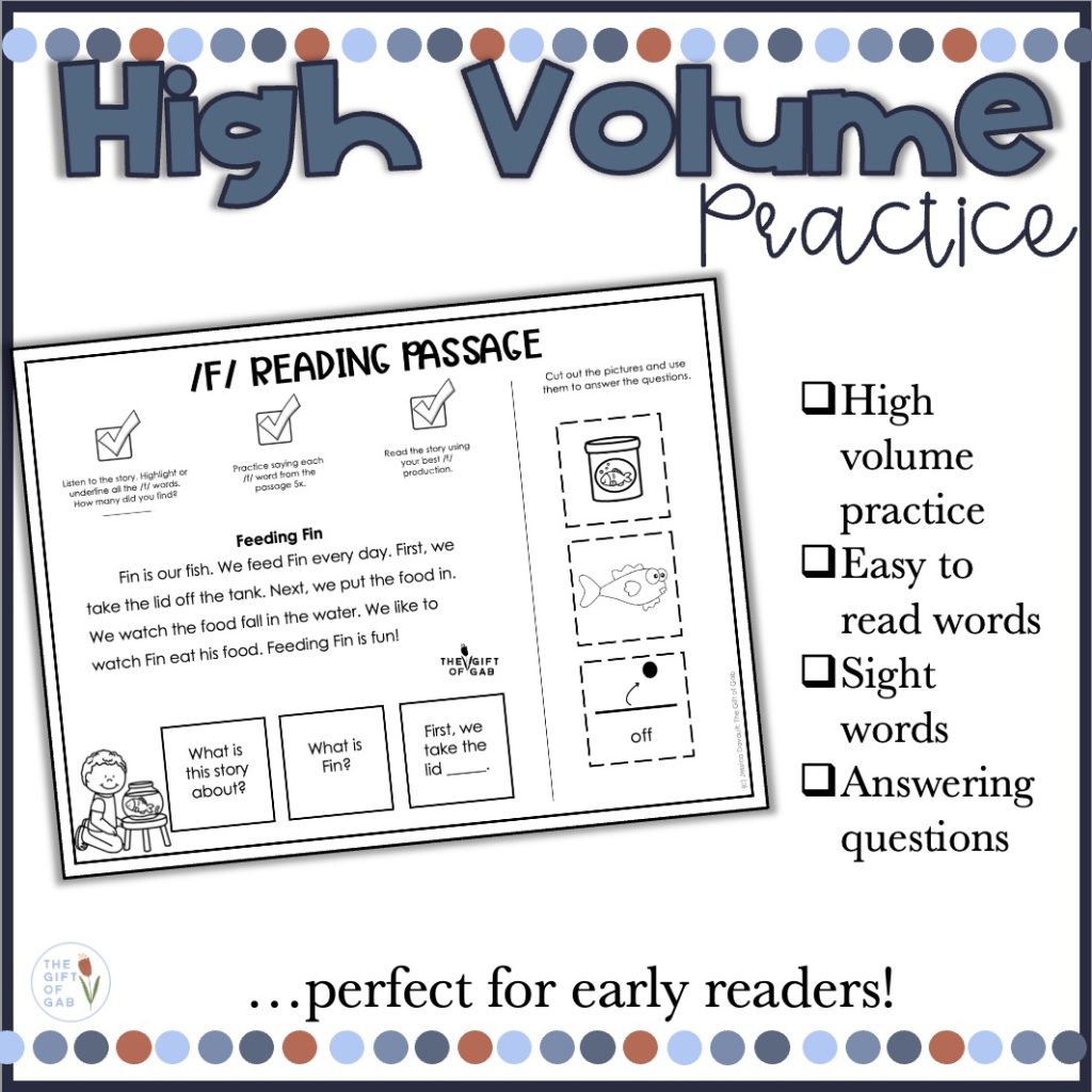 early reader articulation reading passages 