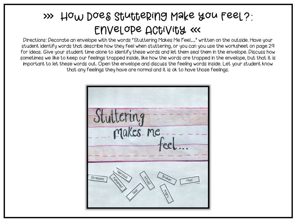 stuttering envelope activity for speech therapy